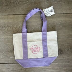Trader Joe's Lavender and Cream Tote Bag